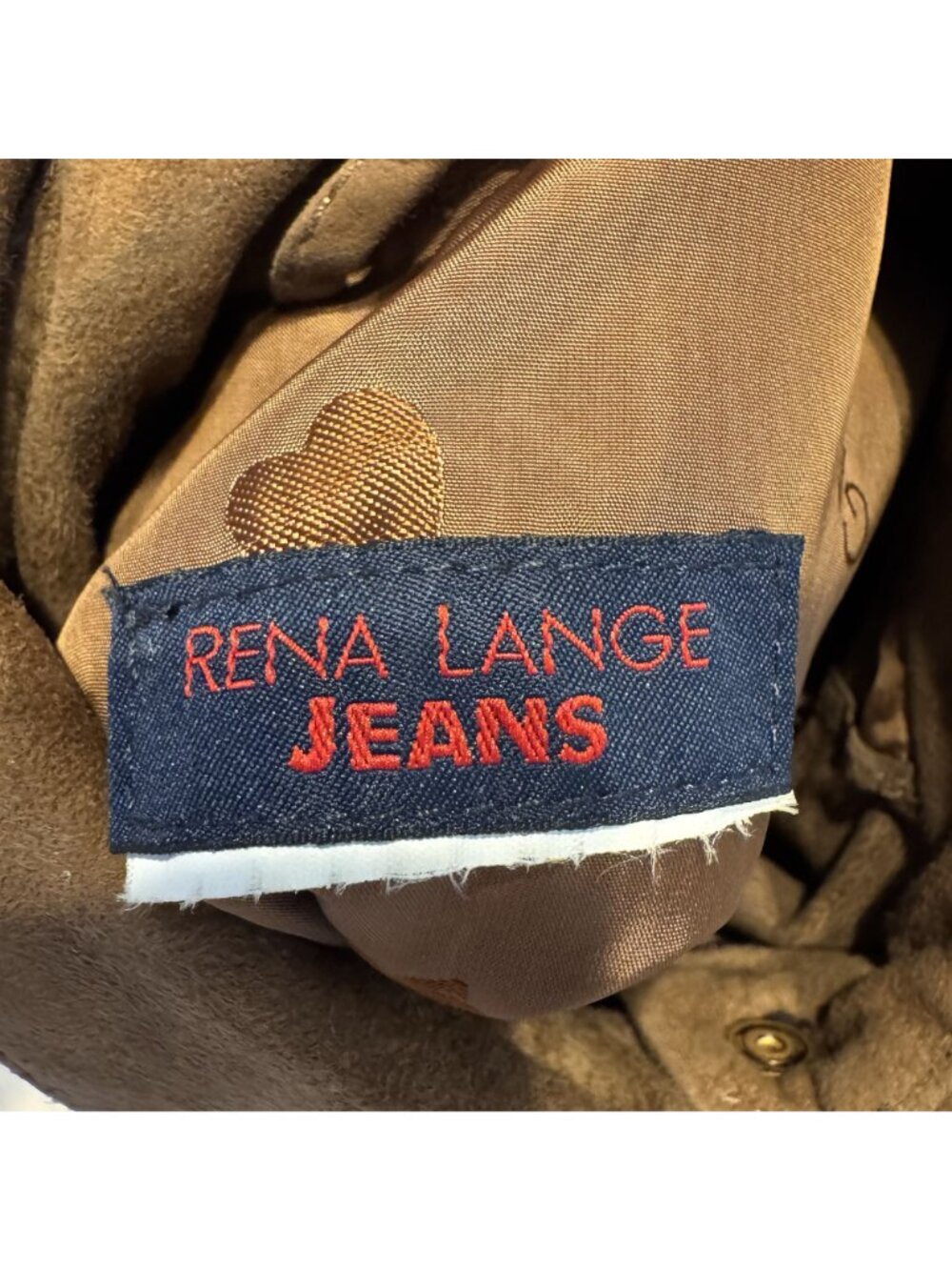 Rena Lange Jeans Brown Leather Suede Button Front Jacket Women's Size S/M - Picture 3 of 8